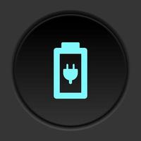 Dark button icon charge battery. Button banner round badge interface for application illustration on darken background vector