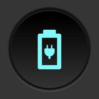 Dark button icon charge battery. Button banner round badge interface for application illustration on darken background vector