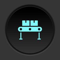 Dark button icon Mass production conveyor. Button banner round badge interface for application illustration on darken background vector
