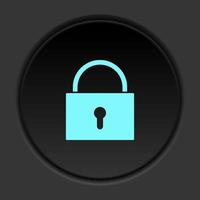 Round button icon Key. Button banner round badge interface for application illustration on dark background vector