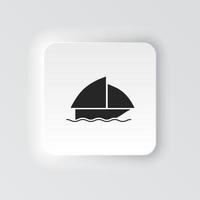 Rectangle button icon Boat. Button banner Rectangle badge interface for application illustration on neomorphic style on white background vector