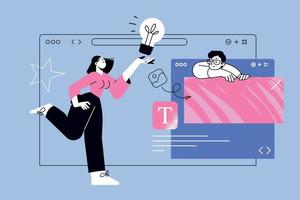 Vector illustration of  web design and development, creative idea, social media. Creative concept for web banner, social media banner, business presentation, marketing material.