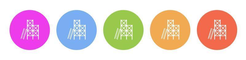 Multi colored flat icons on round backgrounds. ladder, scaffold multicolor circle vector icon on white background
