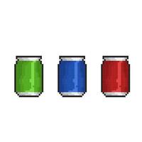 drink can with different color in pixel art style vector