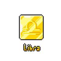 libra golden token in pixel art style vector