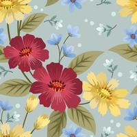 Colorful hand draw flowers seamless pattern for fabric textile wallpaper. vector