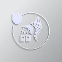 home, insurance, natural, calamity, icon, vector, insurable, fuse paper style. Grey color vector background- Paper style vector icon. on white background