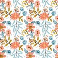 Colorful hand draw flowers seamless pattern vector