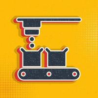 Mass production, conveyor pop art, retro icon. Vector illustration of pop art style on retro background