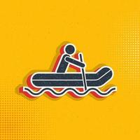 Rafting, man pop art, retro icon. Vector illustration of pop art style on retro background