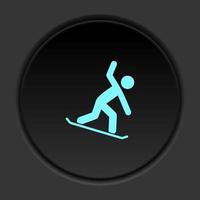 Round button icon Snowboard. Button banner round badge interface for application illustration on dark background vector