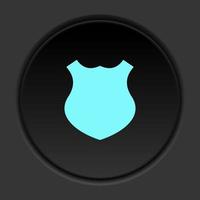 Round button icon Shield shape. Button banner round badge interface for application illustration on dark background vector