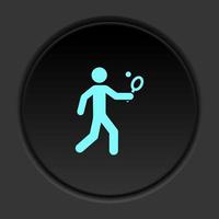 Round button icon Tennis man. Button banner round badge interface for application illustration on dark background vector