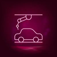 Assemble robot, automobile robot vector neon icon. Illustration isolated vector sign symbol - Manufacture Robotics icon vector neon - Vector.