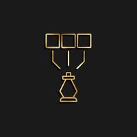 Marketing, media, plan gold icon. Vector illustration of golden icon on dark background