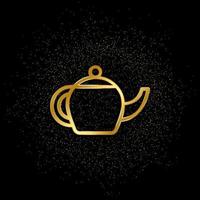 Tea bottle gold icon. Vector illustration of golden particle background.. Spiritual concept vector illustration .