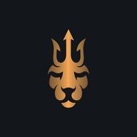 Lion face with trident luxury creative logo vector