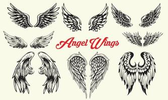 Angel Wings Vector Set. Angel Wings.s Silhouette. Wings Illustration.