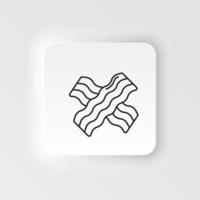 Neumorphic style food and drink vector icon. Bacon simple line vector icon on neumorphism white background