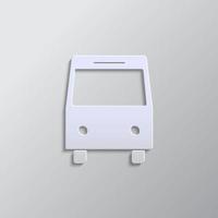 Bus paper style, icon. Grey color vector background- Paper style vector icon.