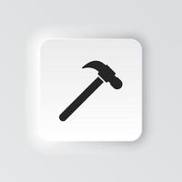 Rectangle button icon Hammer. Button banner Rectangle badge interface for application illustration on neomorphic style on white background vector
