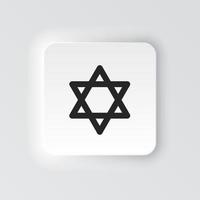 rectángulo botón icono Israel estrella de David. botón bandera rectángulo Insignia interfaz para solicitud ilustración en neomórfico estilo en blanco antecedentes vector