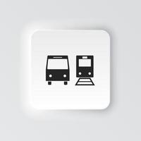 Rectangle button icon Bus train. Button banner Rectangle badge interface for application illustration on neomorphic style on white background vector