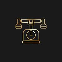 Telephone, time gold icon. Vector illustration of golden icon on dark background