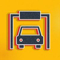 auto, garaje popular arte, retro icono. vector ilustración de popular Arte estilo en retro antecedentes