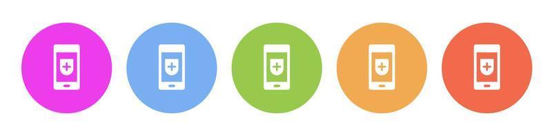Multi colored icon phone security. Button banner round badge interface for application illustration on white background vector