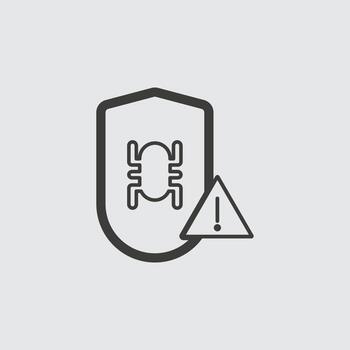 Virus, shield, problem, outline, icon. Web Development Vector Icon. Element of simple symbol for websites, web design, mobile app, infographics. Line symbol for website design on white background