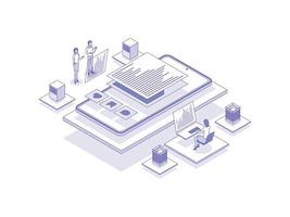 Marketing analytics Isometric Illustration Lineal Color. Suitable for Mobile App, Website, Banner, Diagrams, Presentation, and Other Graphic Assets. vector