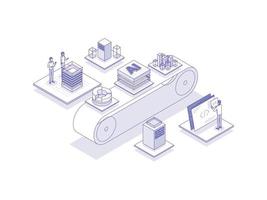 Data processing Isometric Illustration Lineal Color. Suitable for Mobile App, Website, Banner, Diagrams, Presentation, and Other Graphic Assets. vector