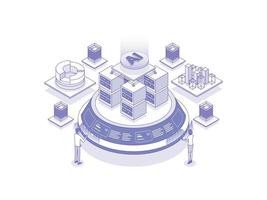 Big data analytics Isometric Illustration Lineal Color. Suitable for Mobile App, Website, Banner, Diagrams, Presentation, and Other Graphic Assets. vector