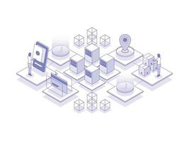 User journey isometric Illustration Lineal Color. Suitable for Mobile App, Website, Banner, Diagrams, Presentation, and Other Graphic Assets. vector