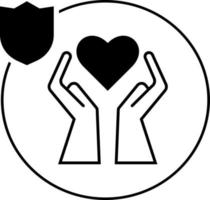humano, seguro, salud, corazón icono ilustración aislado vector firmar símbolo - seguro icono vector negro - vector en blanco antecedentes
