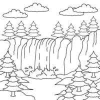 hand drawn coloring page nature landscape vector