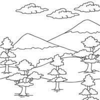 hand drawn coloring page nature landscape vector