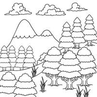 hand drawn coloring page nature landscape vector