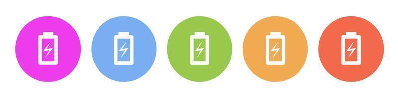 Multi colored icon charge battery. Button banner round badge interface for application illustration on white background vector