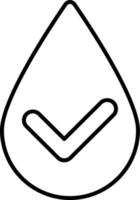 Line vector icon check, drop, select, water. Outline vector icon on white background