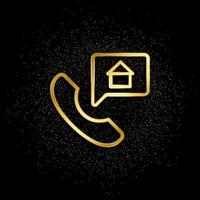 Agency, call center, home gold icon. Vector illustration of golden particle background. Real estate concept vector illustration .