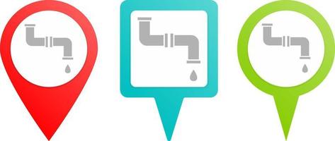 Pipes, water pin icon. Multicolor pin vector icon, diferent type map and navigation point.