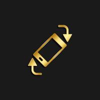 phone, rotate, arrows gold icon. Vector illustration of golden style icon on dark background