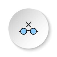 Round button for web icon, glasses, mark, unread. Button banner round, badge interface for application illustration on white background vector