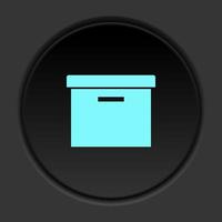 Round button icon Office box. Button banner round badge interface for application illustration on dark background vector