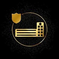 human, insurance, health gold icon. Vector illustration of golden particle background. Gold vector icon