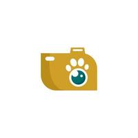 Yellow camera with paw prints on it. vector