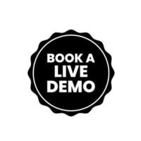 Book a live demo education business icon label design vector