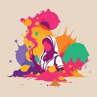 Holi festival celebration flat vector illustration